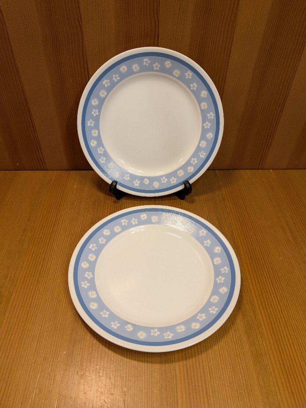 Set of 2 Corelle SUNDROPS Blue Salad Plates 8 1/2" Plate Lot 8.5 In - VGUC